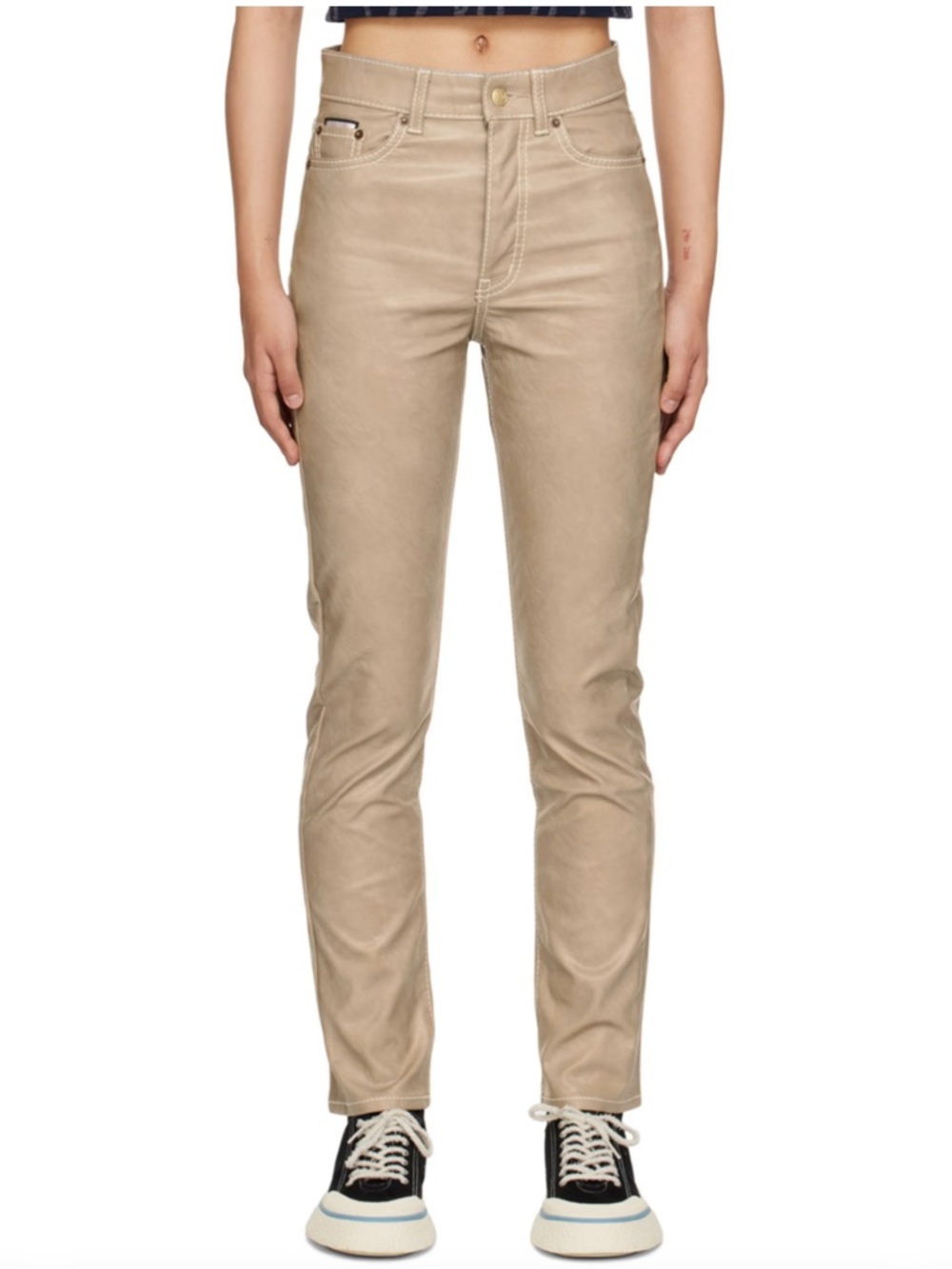 Eytys Women's Slim High-Rise Pants in Beige